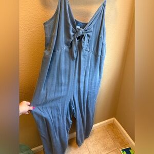 Old Navy denim Sleeveless Jumpsuit with Tie Detail 2x